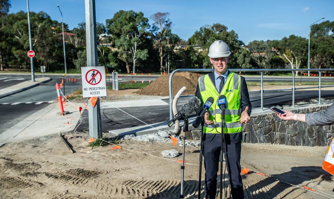 ACT Transport Minister Chris Steel announcing one of the local projects earlier this year. Picture: Karleen Minney