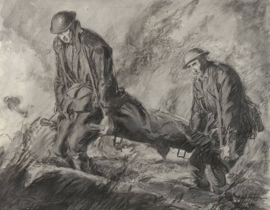 Stretcher bearers near Butte de Warlencourt, 1917.