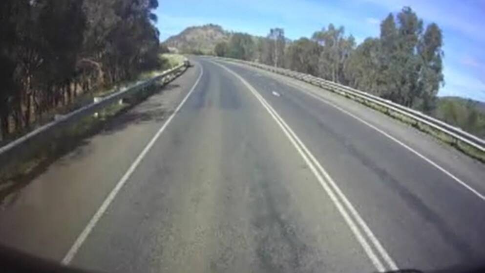 A forward-facing camera on a heavy vehicle playing the near-empty Hume Highway during the coronavirus pandemic.
