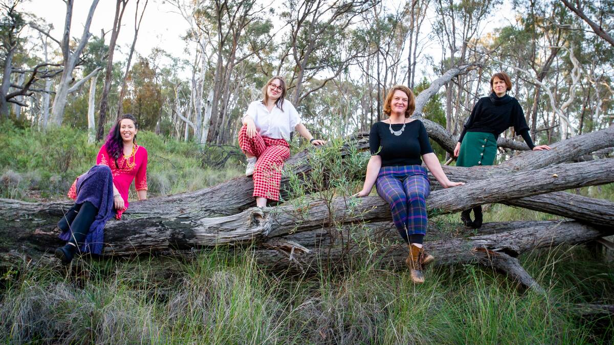 As Australians experience high levels of anxiety due to COVID-19, the Canberra Wellness Exchange and its creators Adelaide Bragias, Swaha Devi, Bess Harrison and Lisa Petheram are helping people to connect in new ways. Picture: Elesa Kurtz