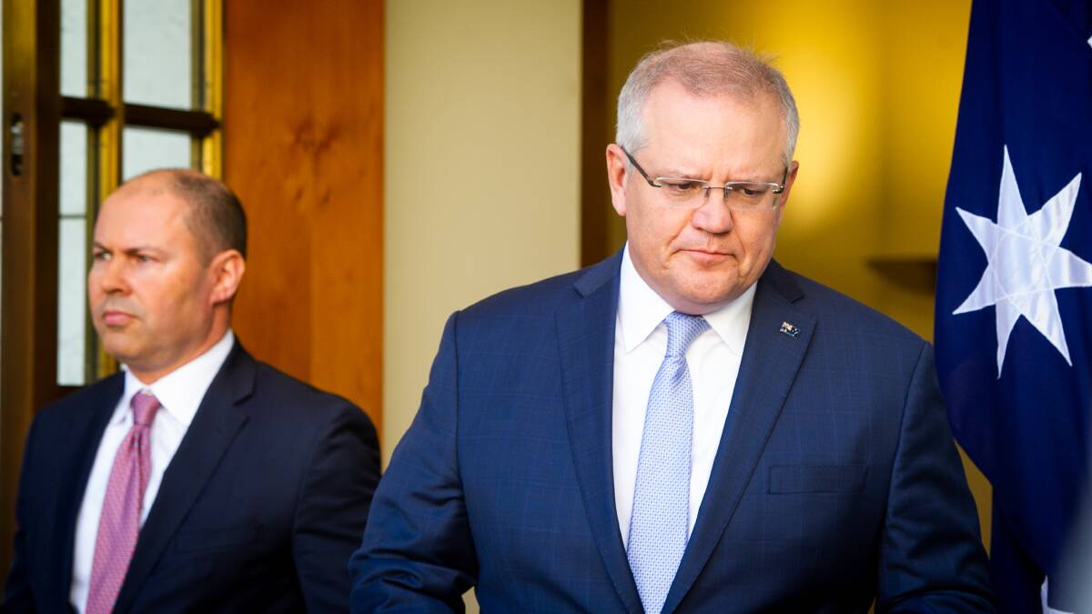 Prime Minister Scott Morrison (right) and Treasurer Josh Frydenberg. Picture: Elesa Kurtz