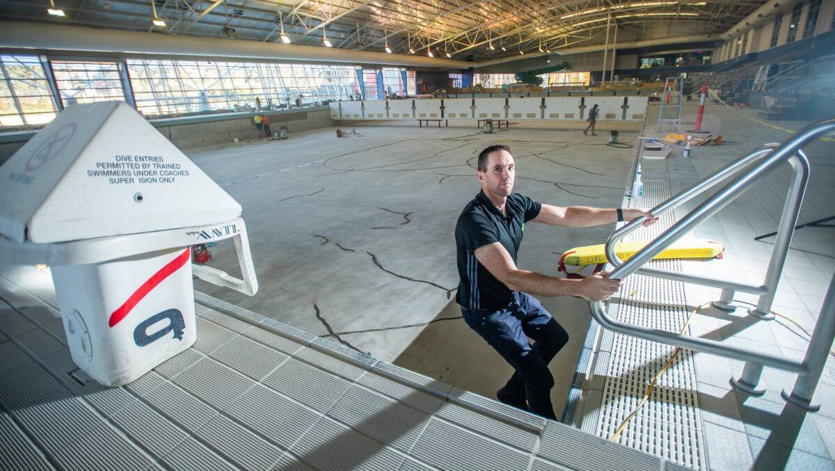 Sean Hodges at the Canberra International Sports and Aquatic Centre. The pool will stay closed while it undergoes maintenance. Picture: Karleen Minney