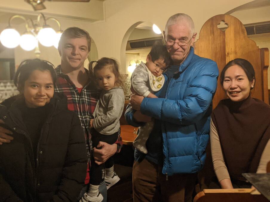 Capital Pancakes owners Joy and Jefferson Barton, with daughter Serene, 2; Philip Barton and business partner Thapanee Amlee, with Thapanee's son Tarran, 9 months. Picture: Megan Doherty