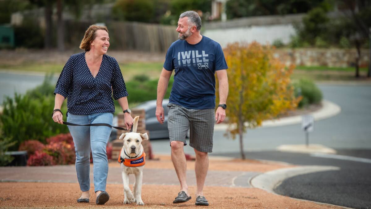Sharee and Wayne take Zander for a walk. PIcture: Karleen Minney