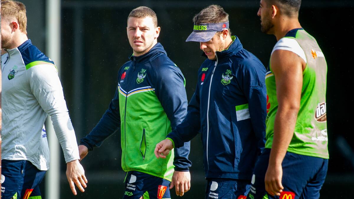 Raiders halfback George Williams is prepared to play anywhere as the competition edges towards a return. Picture: Elesa Kurtz