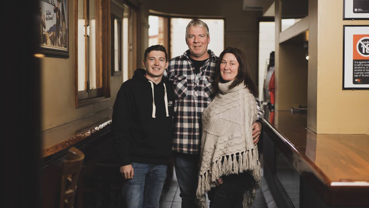 The owners of the Alpine Hotel in Cooma - Daniel, Michael and Kris Sharkey. Picture: Dion Georgopoulos 