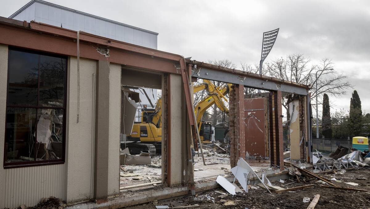 Demolition work has started in Manuka at the old post office site near the Capitol Theatre as the first stage of a new hotel development. Picture: Sitthixay Ditthavong