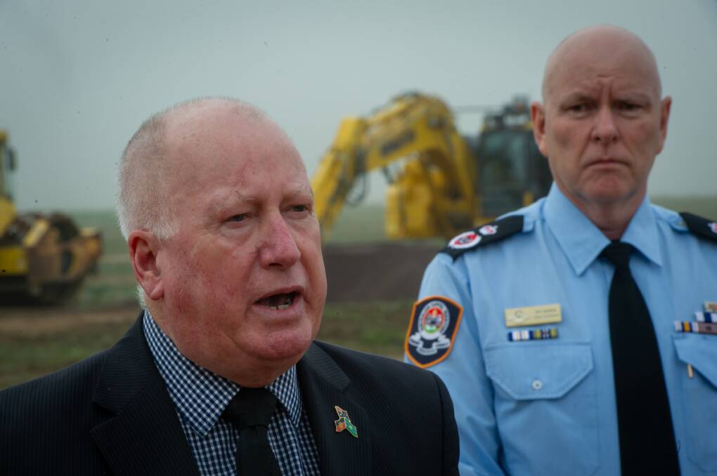 Emergency Services Minister Mick Gentleman and ACT Emergency Services Agency Deputy Commissioner Ray Johnson. Picture: Karleen Minney