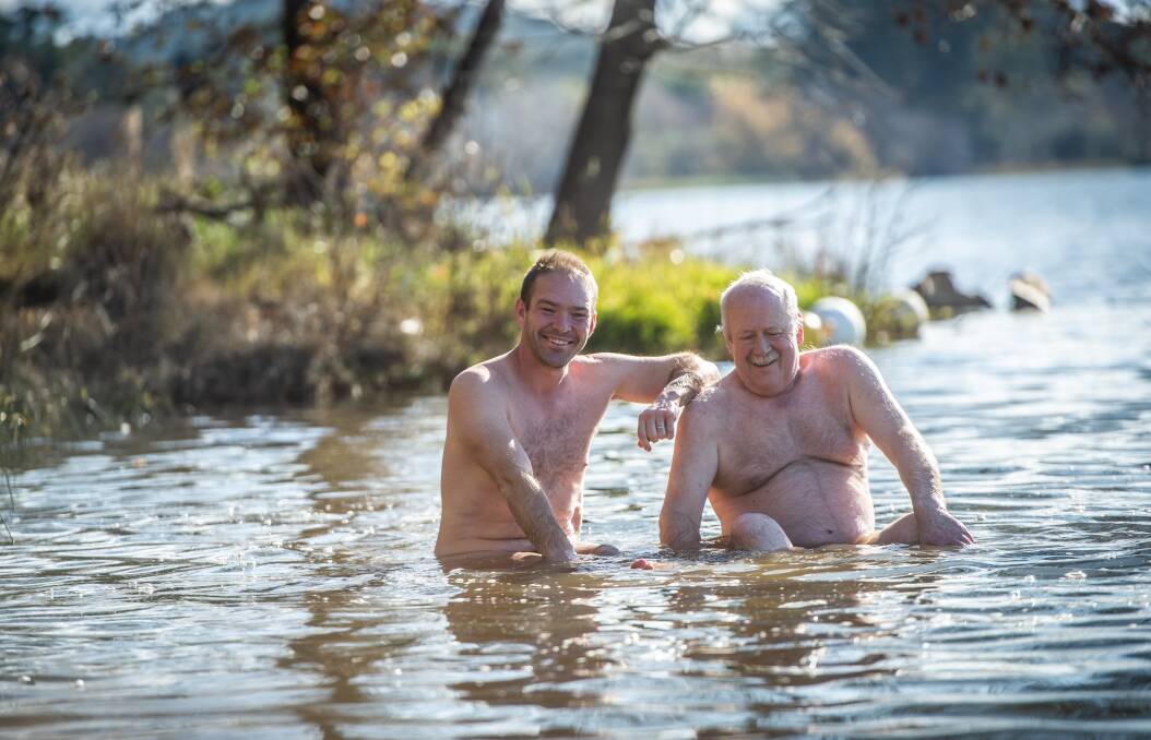  At the launch this week, Rohan Lindeman was filling in for his uncle Peter who will be doing the winter solstice swim on June 21 with and Geoff Arney. Picture: Karleen Minney