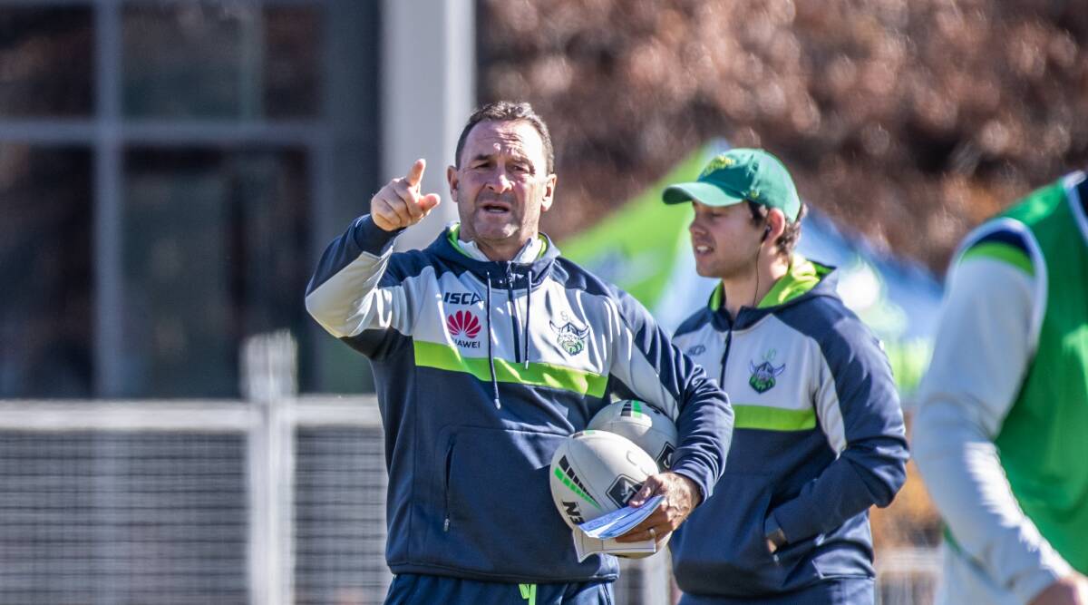 Raiders coach Ricky Stuart thinks there should be an HIA equivalent for crusher tackles. Picture: Karleen Minney