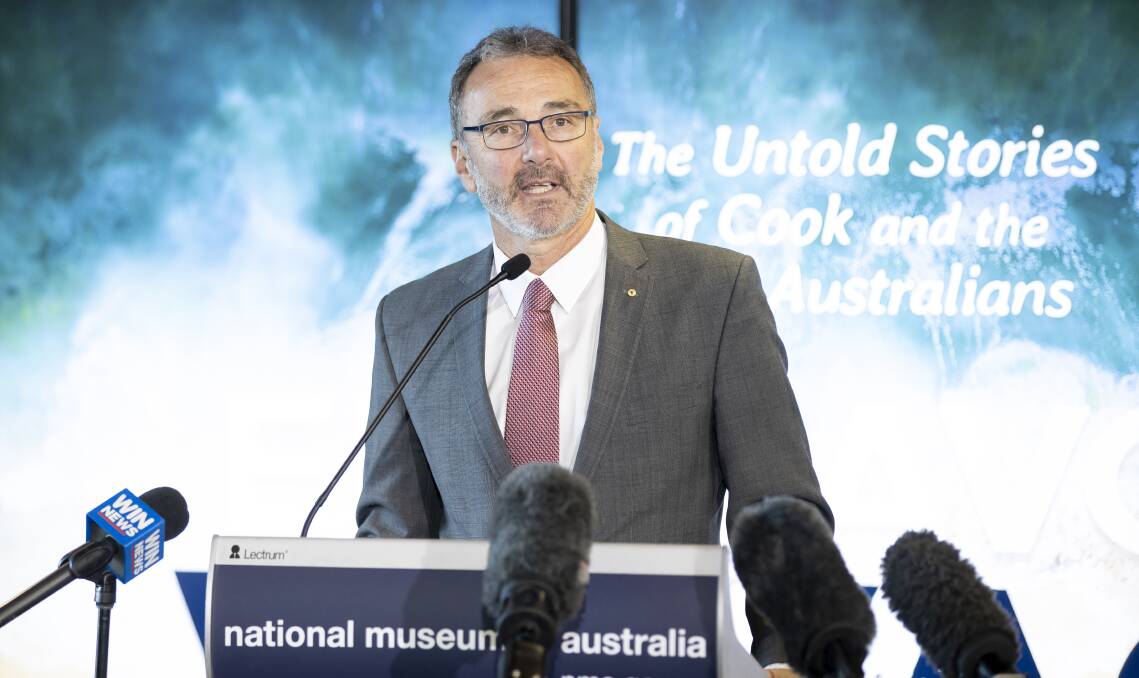 National Museum of Australia director Mathew Trinca, speaking at the reopening of the Museum after it was forced to close due to COVID-19. Picture: Sitthixay Ditthavong