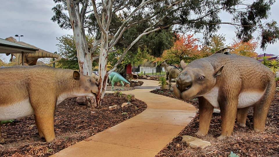 Some of the new dinosaurs at the National Dinosaur Museum at Gold Creek. Picture: Martin Rowe