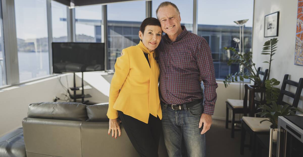 Kate Carnell and Ray Kiley at their apartment on Kingston Foreshore. Picture: Dion Georgopoulos