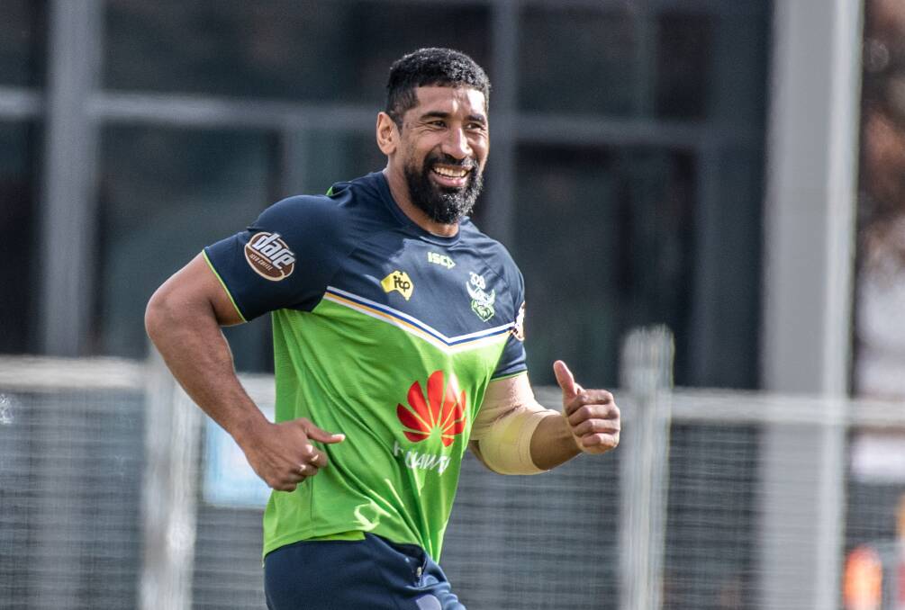 Raiders prop Sia Soliola will get some minutes against the Warriors. Picture: Karleen Minney