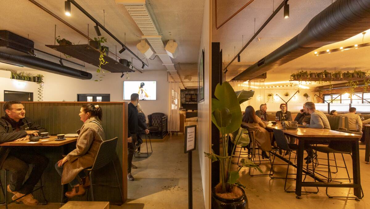 Assembly in Braddon have used partitions and curtains to divide the bar's interior space. Picture: Sitthixay Ditthavong 