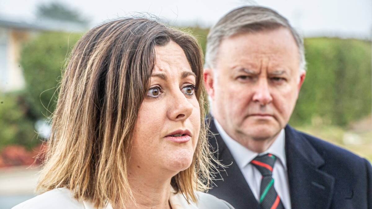 Labor leader Anthony Albanese, right, with the party's Eden-Monaro candidate Kristy McBain. Picture: Karleen Minney