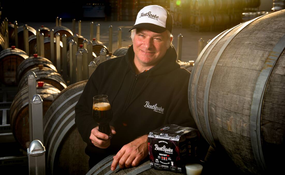 BentSpoke owner Richard Watkins with the new beer, Descent 20, released for the brewery's sixth birthday. Picture: Elesa Kurtz