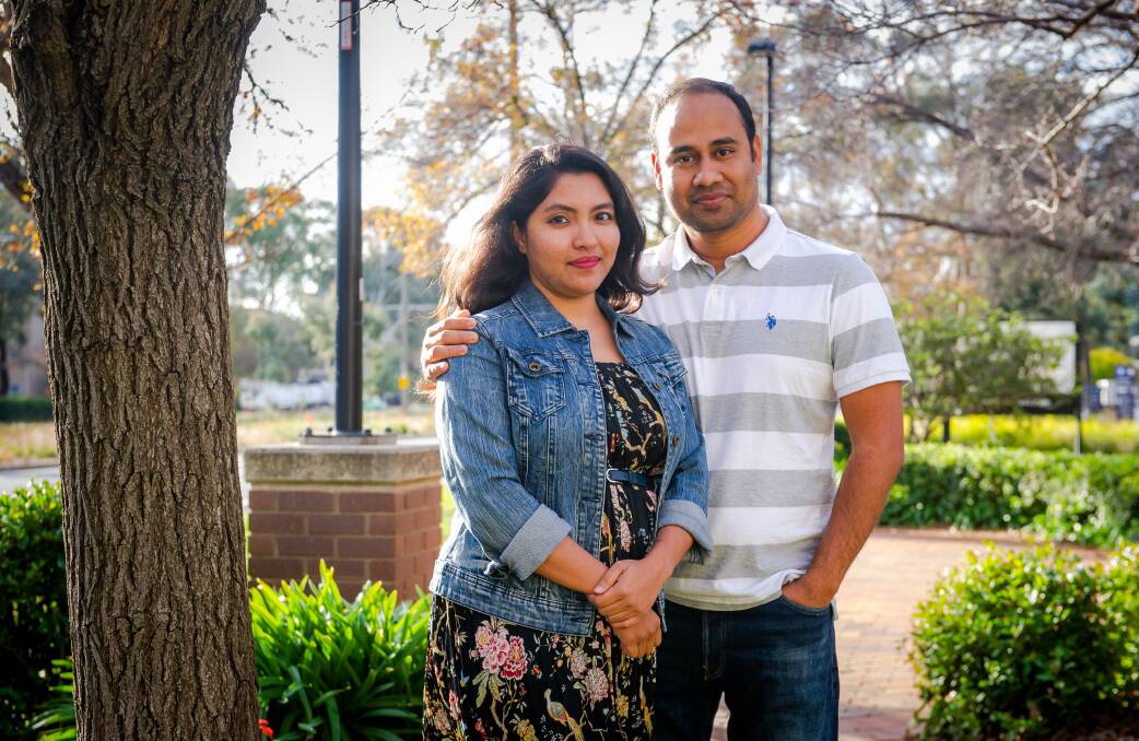 Zarin Yesmin Chaity is a student from Bangladesh studying a masters of Climate Change at the Crawford School of Public Policy at ANU. Her husband Md Arifur Rahman has been out of work since the pandemic hit. Picture: Elesa Kurtz