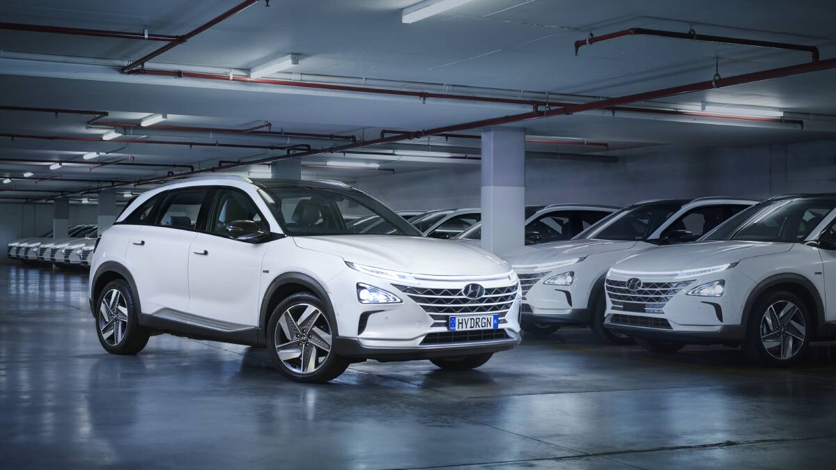 The fleet of Hyundai Nexo hydrogen cars bound for the ACT.