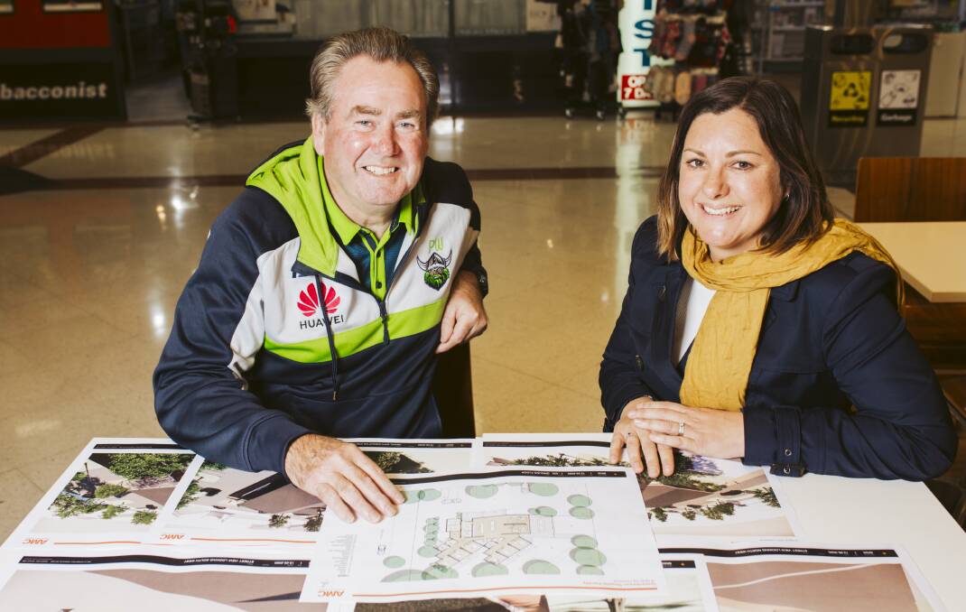 Paul Walshe from Respite Care for QBN, and Labor candidate Kristy McBain, looking at plans for the Queanbeyan Respite Facility. Picture: Jamila Toderas