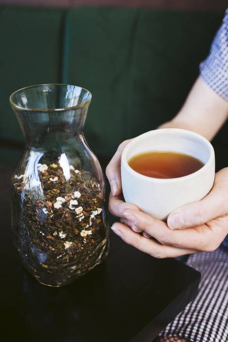 The custom tea is made up of oolong, green tea, wattle seed and toasted rice.