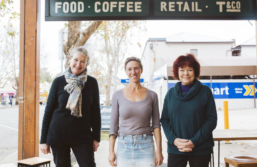Sarah Johnston, of Murrumbateman, with co-owner of Trader and Co Sophie Peer, and Evol McLeod, of Yass. Picture: Jamila Toderas