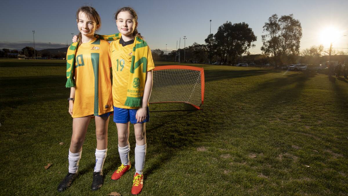 Majura Football Club players Hannah Reid and Isla Farrell are looking forward to Australia hosting the Women's World Cup. Picture: Sitthixay Ditthavong