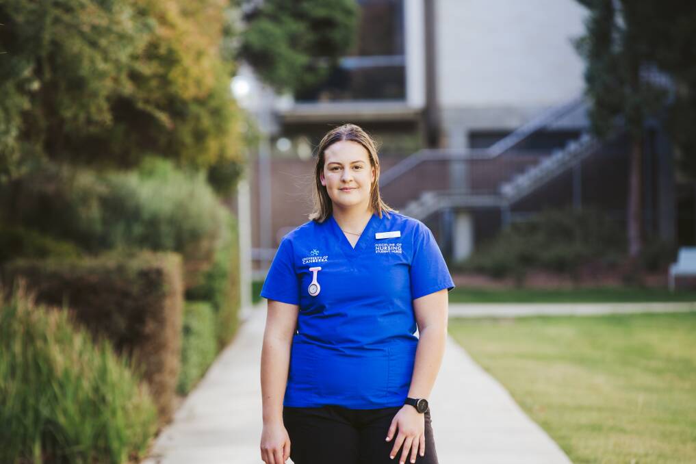 Isobel Cowell is a third year nursing student at University of Canberra. She's one of about 300 nursing students in Canberra applying for limited number of graduate positions. Picture: Jamila Toderas