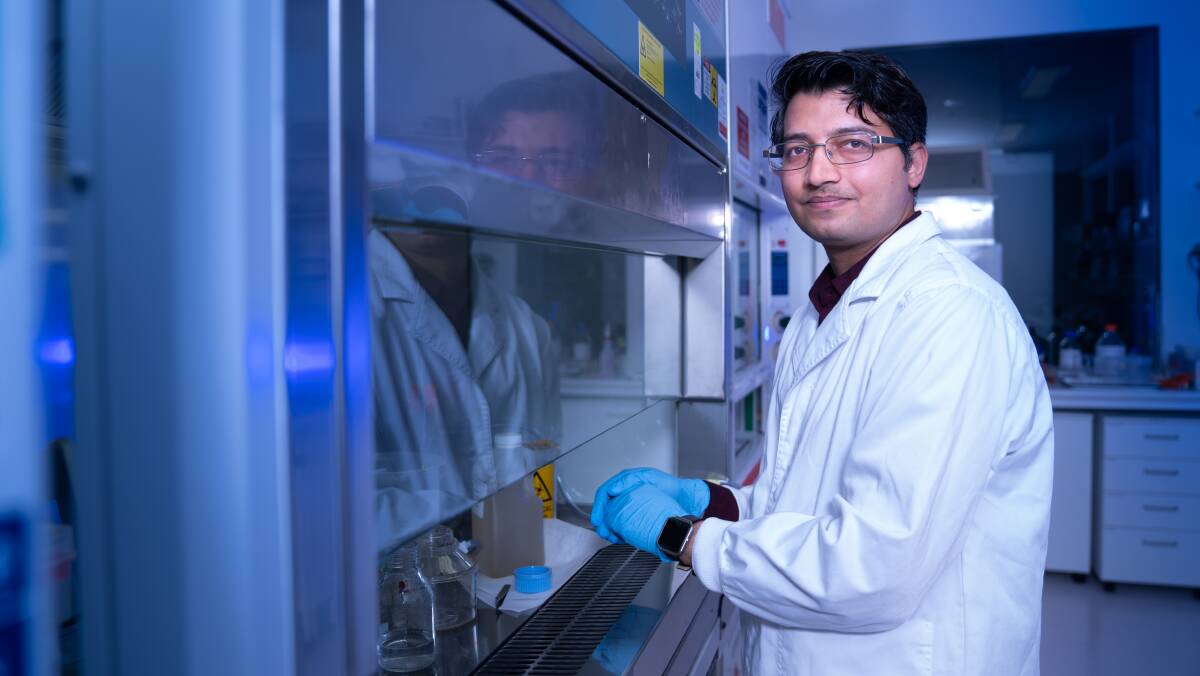 Researcher Dr Pawan Parajuli at ANU is among a team that has been carrying out testing of Canberra's sewage for traces of coronavirus. Picture: Jamie Kidston