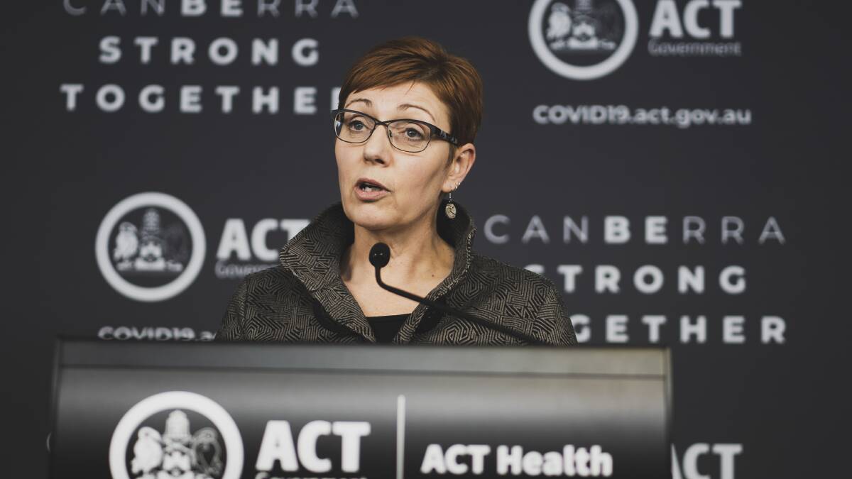 Minister for health Rachel Stephen-Smith speaks at a press conference COVID-19 update 6th of July 2020. Picture: Dion Georgopoulos - THE CANBERRA TIMES, ACM.