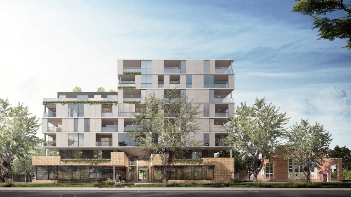 An artist's impression of Geocon's pre-development application proposal for an apartment building on Giles Street, Kingston (June 2020). Picture: Supplied