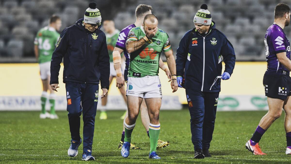 Raiders co-captain Josh Hodgson will miss the rest of the season. Picture: Dion Georgopoulos