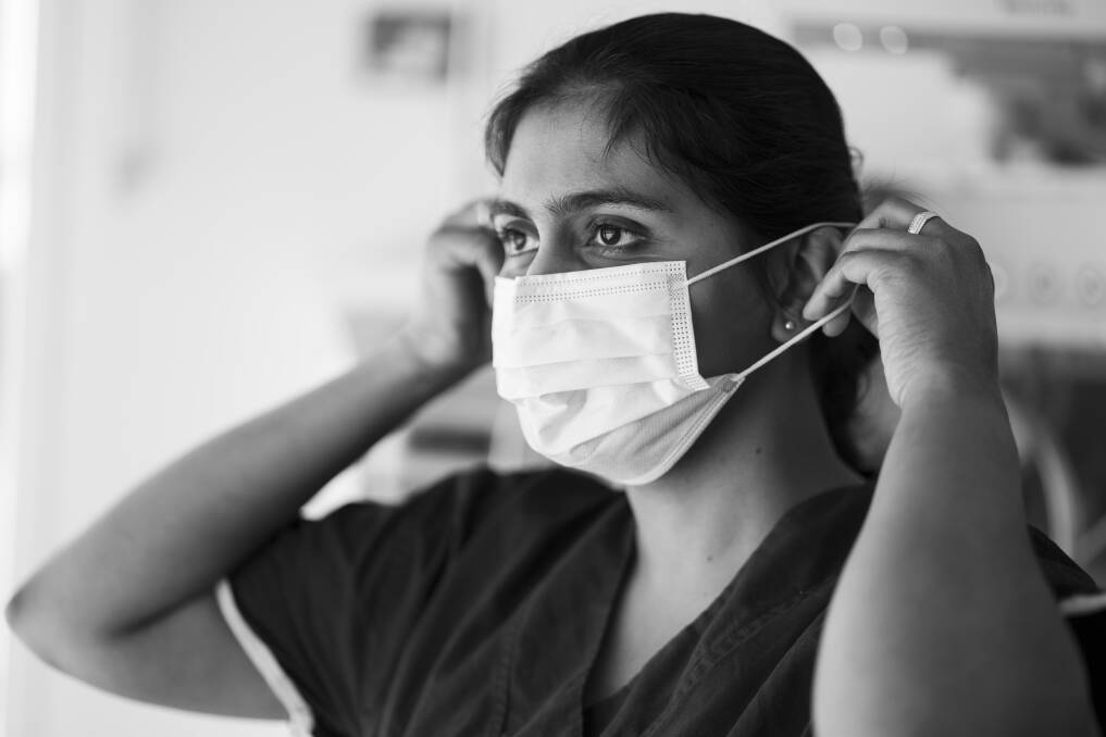 A piece by Martin Ollman titled Anju Mamachan, Registered Nurse, Canberra Hospital, 2020. Picture: Supplied