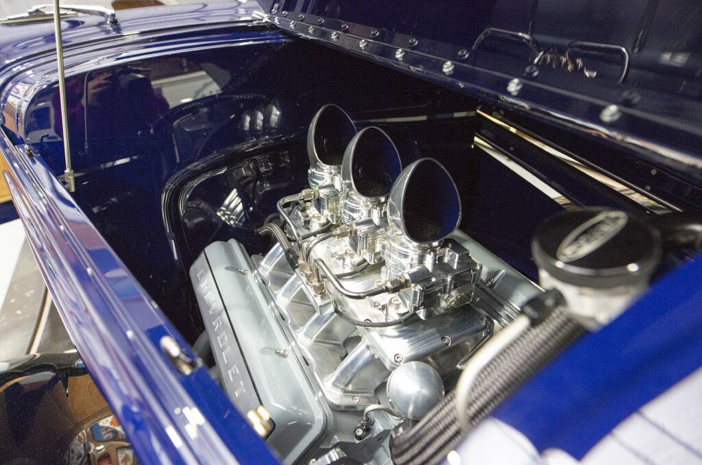 The car's fuel-injected Corvette V8 engine was carefully disguised to make it look like it was carburettored. Picture: Jamila Toderas