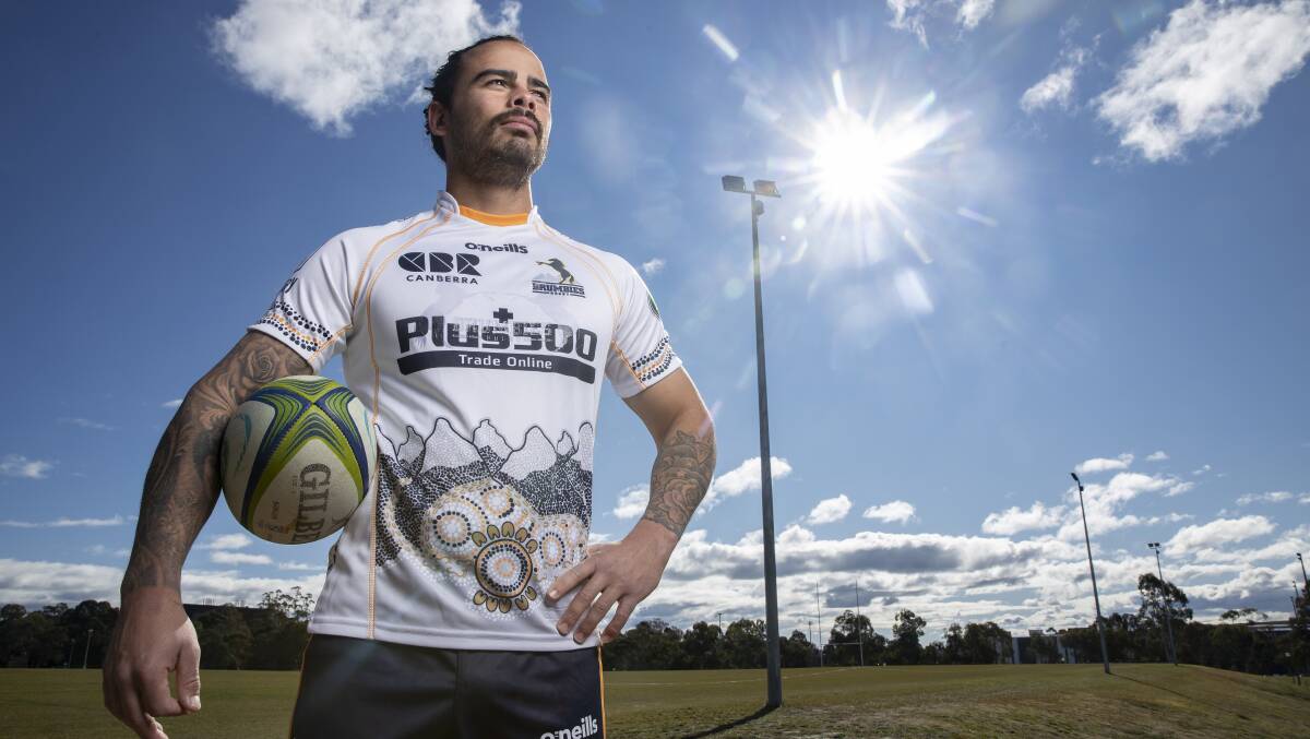 Andy Muirhead dons the Brumbies' Indigenous jersey. Picture: Sitthixay Ditthavong