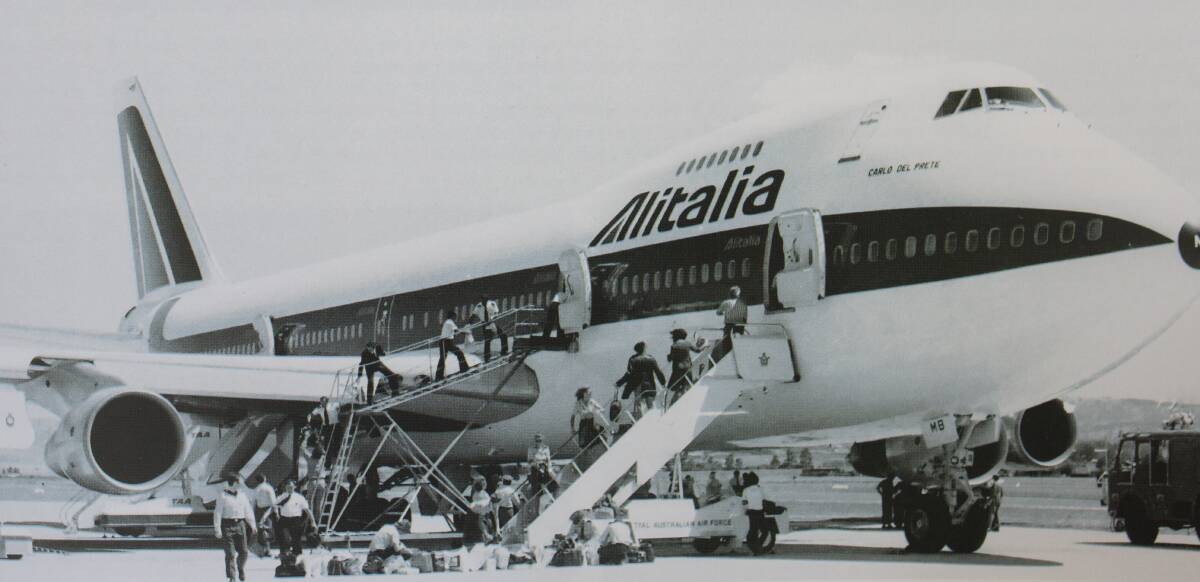 The first Jumbo to land in Canberra Airport. The aircraft was diverted to Canberra due to an engine fire on 22 November, 1977. 