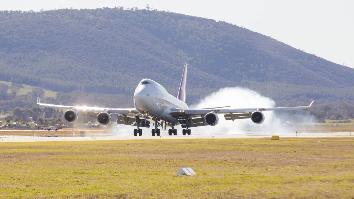 After a flight over Canberra, Qantas has completed its final farewell flight with the Boeing 747. Picture: Jamila Toderas
