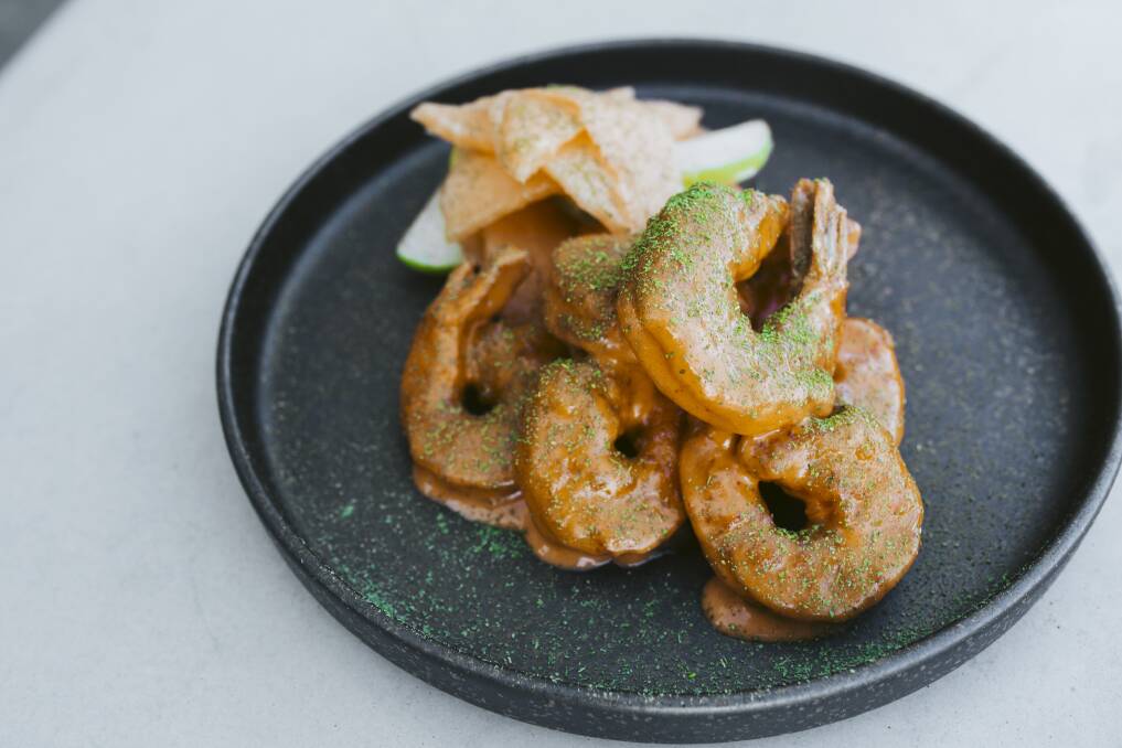 Lanterne Rooms, at Campbell. Dish: Tom Yum infused prawns, rockmelon and apple. Picture: Jamila Toderas
