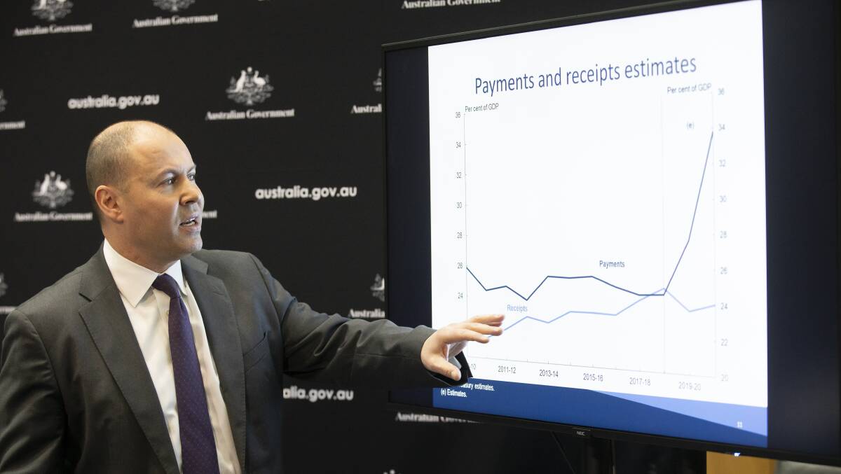 Treasure Josh Frydenberg delivers the economic and fiscal update. Picture: Sitthixay Ditthavong