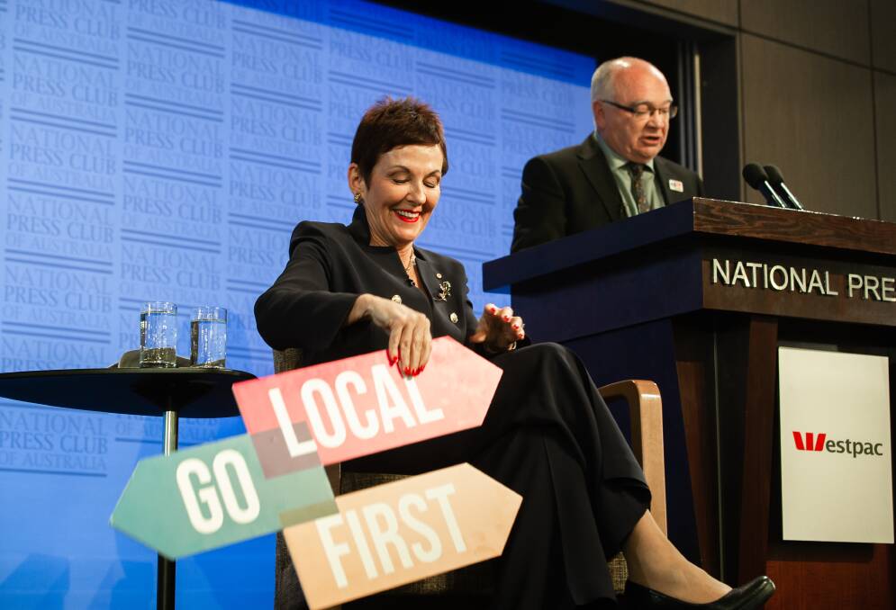 Australian Small Business and Family Enterprise Ombudsman, Kate Carnell with Council of Small Business of Australia chief executive, Peter Strong, announced their vision for small and medium-sized business reform at the National Press Club. Picture: Elesa Kurtz