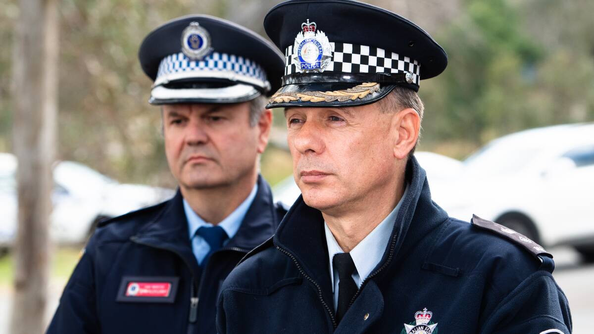 NSW Police acting Superintendent John Klepczarek and ACT Police Detective superintendent Mick Calatzis. Picture: Elesa Kurtz 