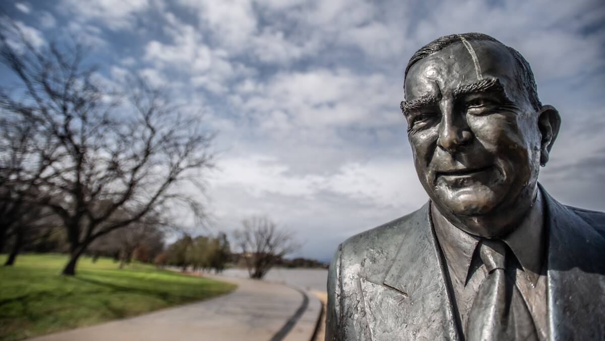 The statue of Australia's longest serving prime minister, Robert Menzies, in Canberra. Picture: Karleen Minney