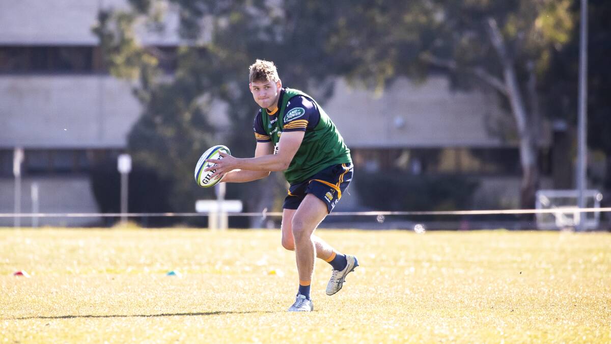 Bayley Kuenzle at Brumbies training on Monday. Picture: Sitthixay Ditthavong