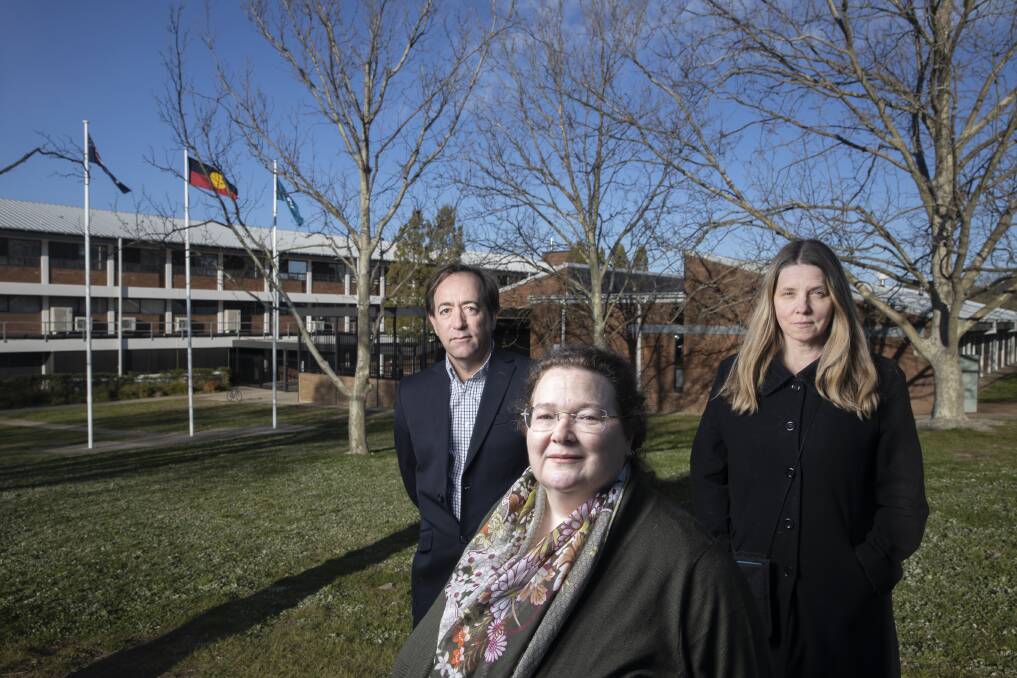 ACT Council of Parents and Citizens Association's vice president Paul Buckley, president Kirsty McGovern-Hooley, and secretary Cecilia Shlegel want significant investment in school infrastructure. Picture: Sitthixay Ditthavong