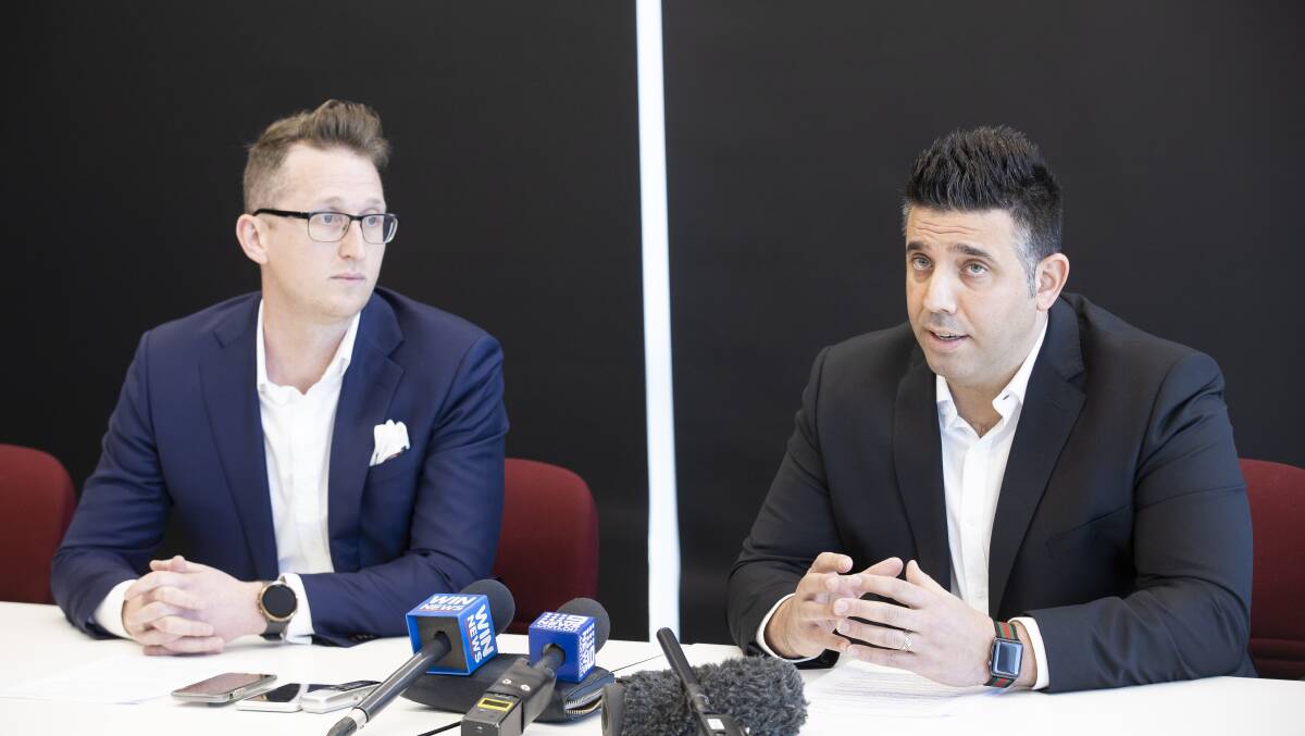 Capital Region FC directors Bege Gahan and Michael Caggiano tabled a bid to the FFA for an A-League licence two months ago. Picture: Sitthixay Ditthavong
