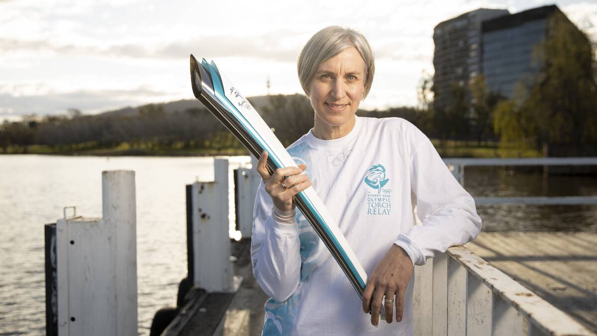 Olympian Megan Marcks rowed the Olympic flame from the National Library to Acton Wharf as part of the 2000 Olympic torch relay. Picture: Sitthixay Ditthavong