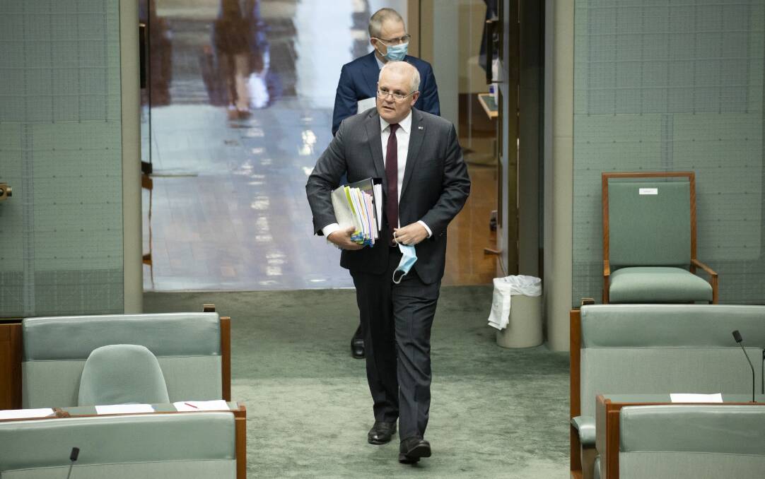 Prime Minister Scott Morrison arrives for question time last month. Picture: Sitthixay Ditthavong