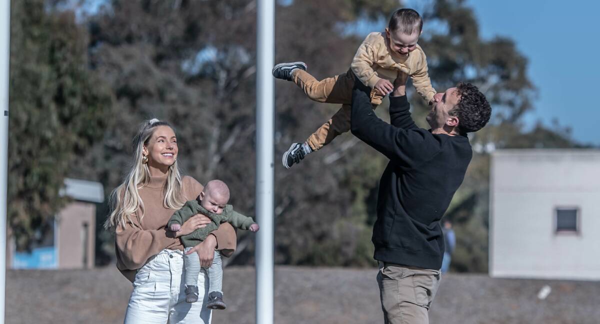 Brumbies halfback Nic White could win an award but he says wife Melissa deserves the plaudits for looking after Leo and Sonny. Picture: Karleen Minney