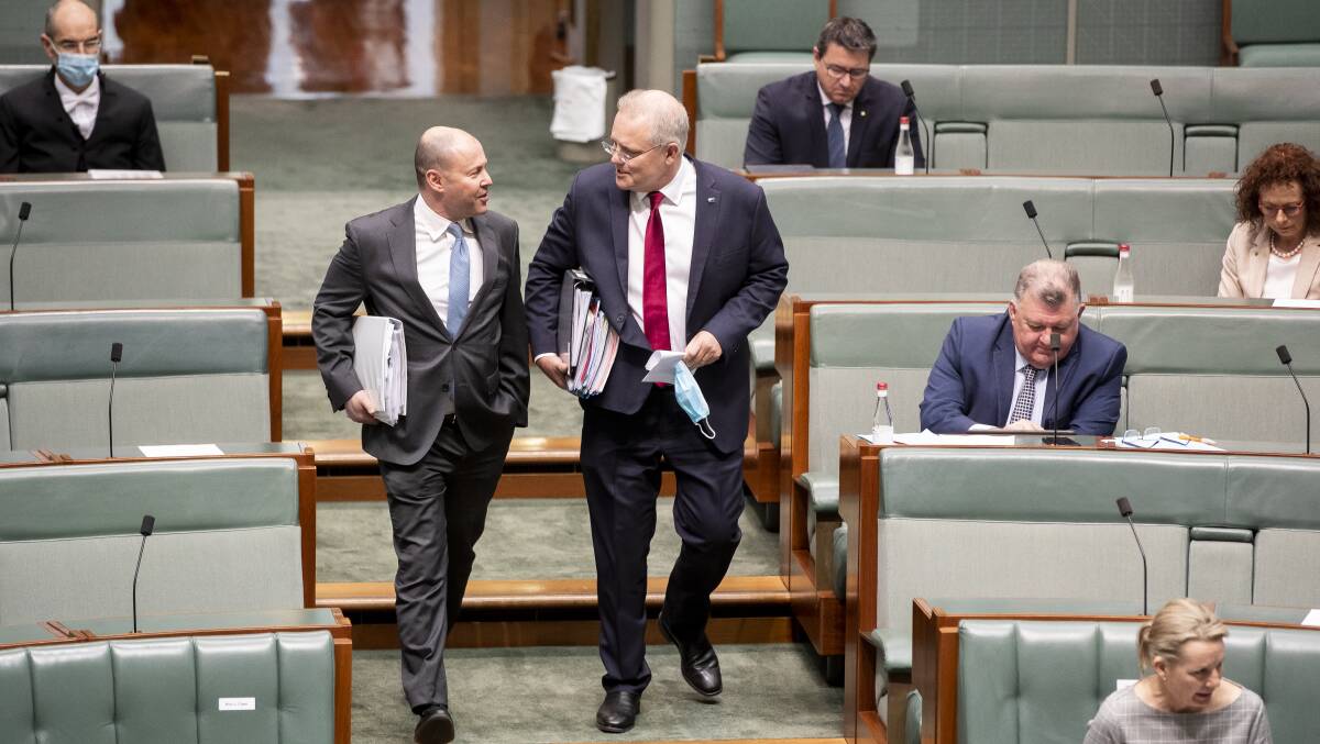 Treasurer Josh Frydenberg and Prime Minister Scott Morrison know where their priorities lie. Picture: Sitthixay Ditthavong