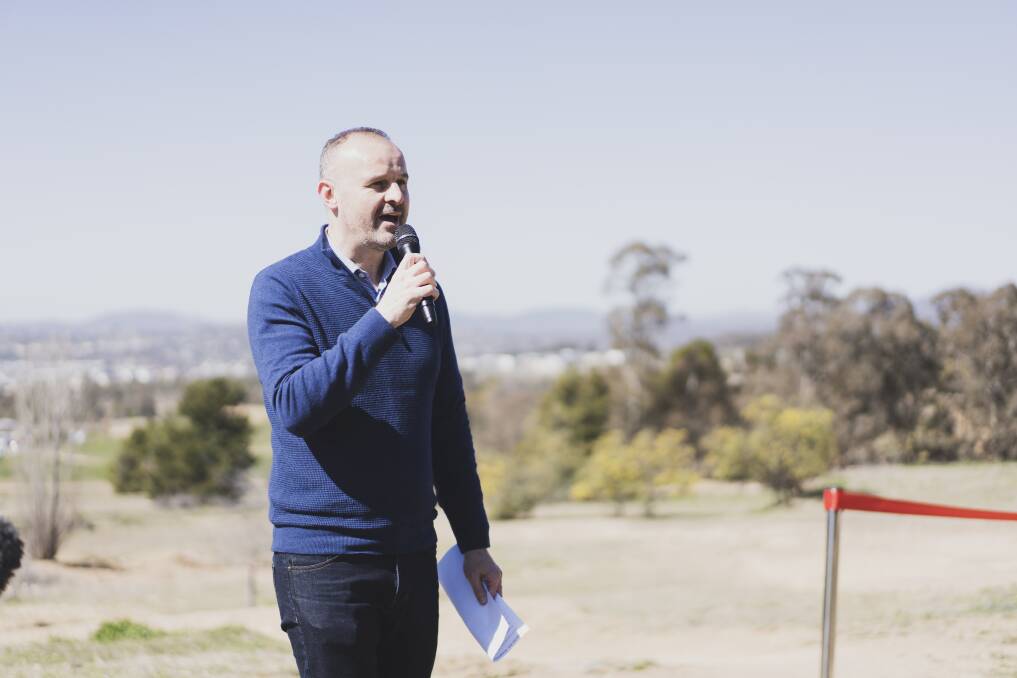 Chief Minister Andrew Barr wants the federal government to fix the AIS Arena so the ACT government has time to build its own stadium. Picture: Dion Georgopoulos